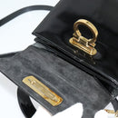 Salvatore Ferragamo Gancini Hand Bag Enamel 2way Black Gold Auth 138879-17