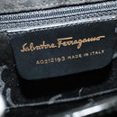 Salvatore Ferragamo Gancini Hand Bag Enamel 2way Black Gold Auth 138879-18