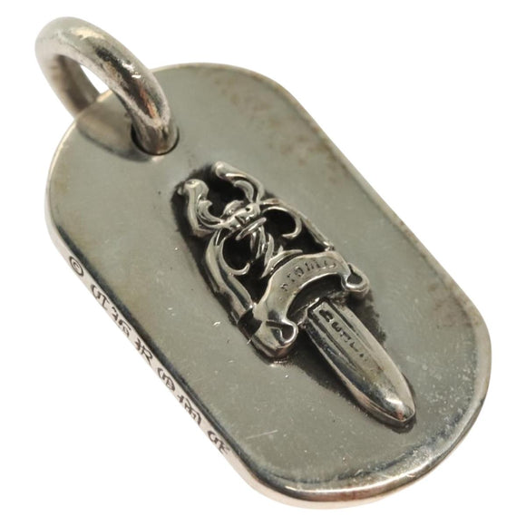 Chrome Hearts Raised Dagger Dog Tag Necklace Ag925 Silver Auth 138893M