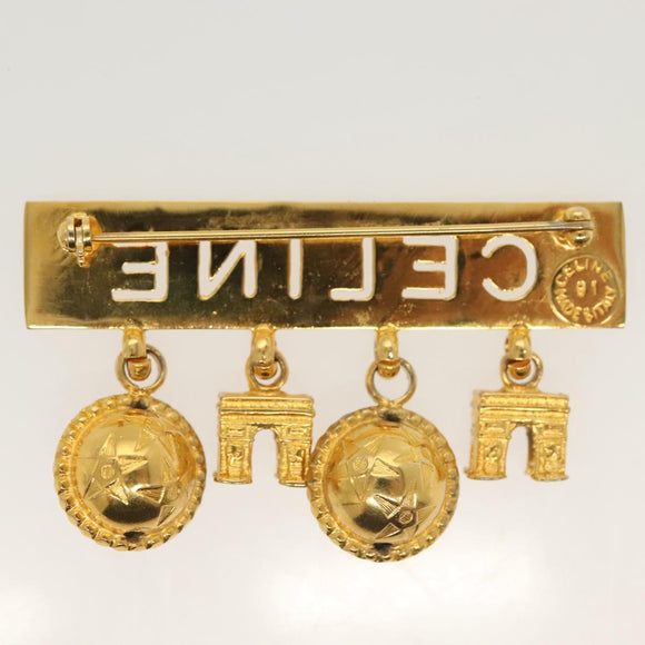 CELINE Brooch metal Gold Auth 138900V
