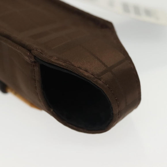 BURBERRY Golf Ball Case Nylon Brown Silver Auth 138917