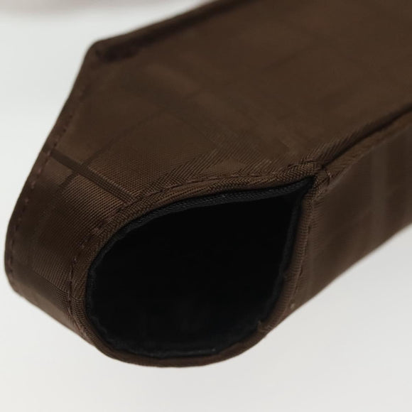 BURBERRY Golf Ball Case Nylon Brown Silver Auth 138917