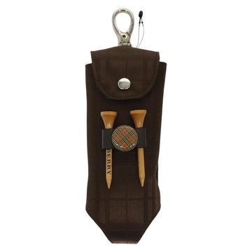 BURBERRY Golf Ball Case Nylon Brown Silver Auth 138917 - 0