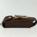 BURBERRY Golf Ball Case Nylon Brown Silver Auth 138917-4