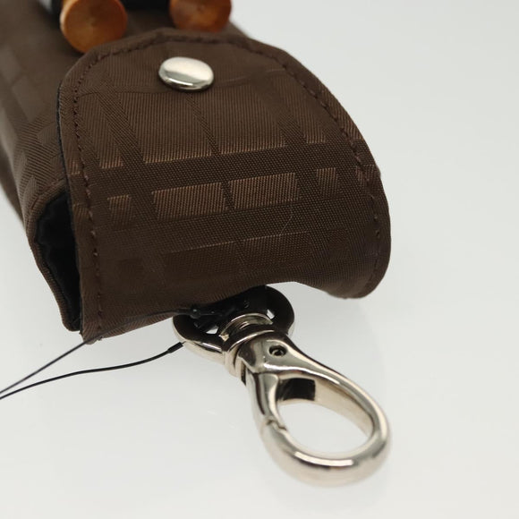 BURBERRY Golf Ball Case Nylon Brown Silver Auth 138917