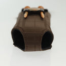 BURBERRY Golf Ball Case Nylon Brown Silver Auth 138917-9