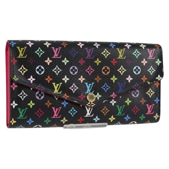 LOUIS VUITTON Multicolor Portefeiulle Sarah Wallet Black M60668 LV Auth 138922V
