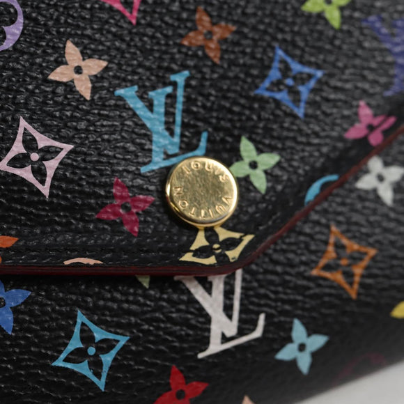 LOUIS VUITTON Multicolor Portefeiulle Sarah Wallet Black M60668 LV Auth 138922V