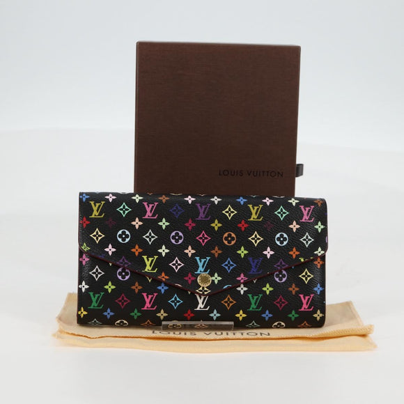 LOUIS VUITTON Multicolor Portefeiulle Sarah Wallet Black M60668 LV Auth 138922V