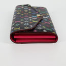 LOUIS VUITTON Multicolor Portefeiulle Sarah Wallet Black M60668 LV Auth 138922V-3