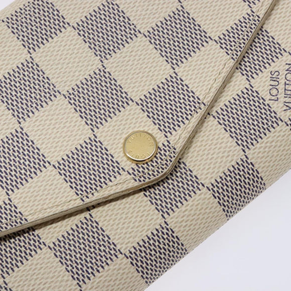LOUIS VUITTON Damier Azur Portefeuille Sarah Long Wallet N63208 LV Auth 138932