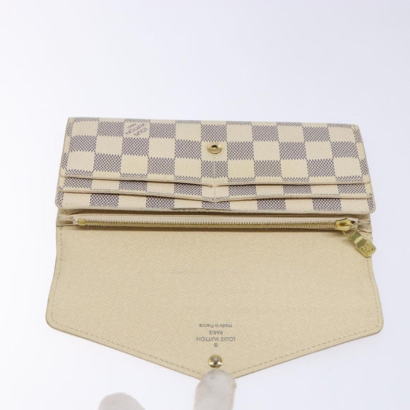 LOUIS VUITTON Damier Azur Portefeuille Sarah Long Wallet N63208 LV Auth 138932