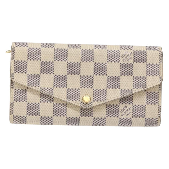 LOUIS VUITTON Damier Azur Portefeuille Sarah Long Wallet N63208 LV Auth 138932