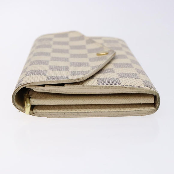 LOUIS VUITTON Damier Azur Portefeuille Sarah Long Wallet N63208 LV Auth 138932