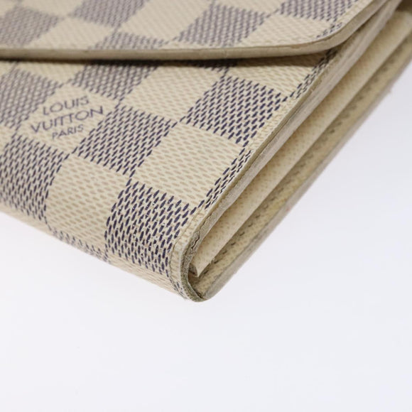 LOUIS VUITTON Damier Azur Portefeuille Sarah Long Wallet N63208 LV Auth 138932