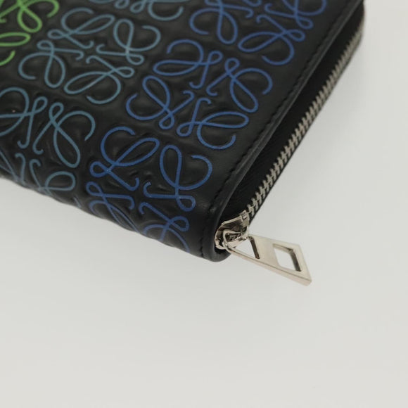 LOEWE Anagram Long Wallet Leather Black Auth 138939