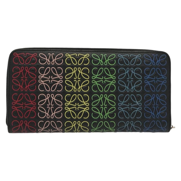 LOEWE Anagram Long Wallet Leather Black Auth 138939