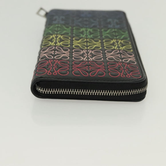 LOEWE Anagram Long Wallet Leather Black Auth 138939