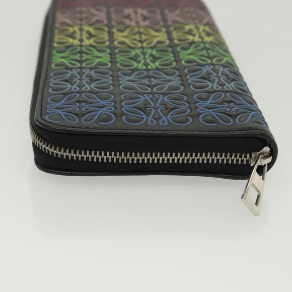 LOEWE Anagram Long Wallet Leather Black Auth 138939