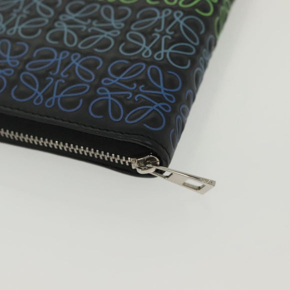 LOEWE Anagram Long Wallet Leather Black Auth 138939