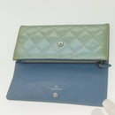 CHANEL Matelasse Long Wallet Enamel Green Silver CC Auth 138942-9
