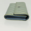 CHANEL Matelasse Long Wallet Enamel Green Silver CC Auth 138942-4