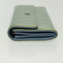 CHANEL Matelasse Long Wallet Enamel Green Silver CC Auth 138942-5