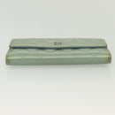 CHANEL Matelasse Long Wallet Enamel Green Silver CC Auth 138942-7