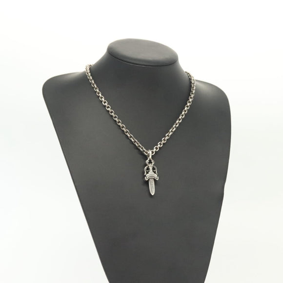 Chrome Hearts Double Dagger Paper Chain Necklace Ag925 Silver Auth 138946M