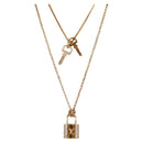 LOUIS VUITTON LV Padlock Necklace metal Gold M01593 LV Auth 138948-1