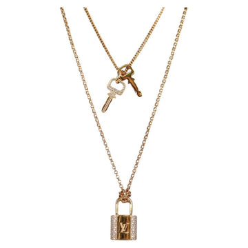 LOUIS VUITTON LV Padlock Necklace metal Gold M01593 LV Auth 138948