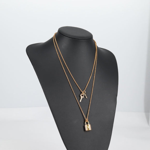 LOUIS VUITTON LV Padlock Necklace metal Gold M01593 LV Auth 138948