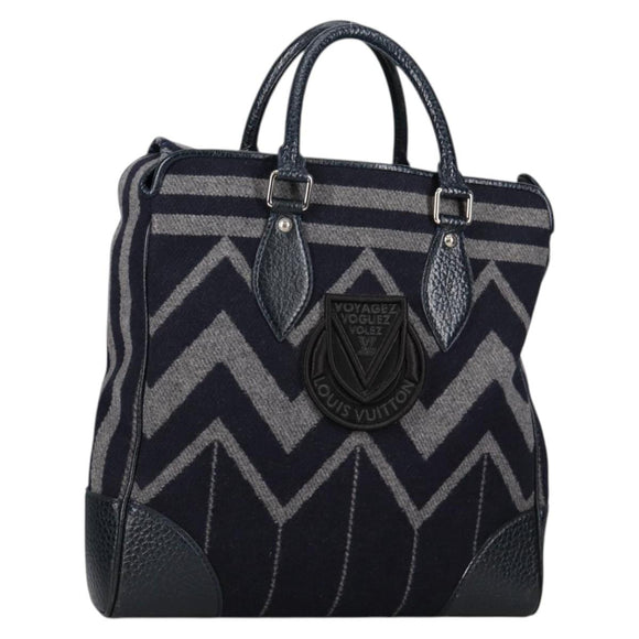 LOUIS VUITTON Cabas Vale Karakoram Hand Bag Wool Navy M95240 LV Auth 138949SAV