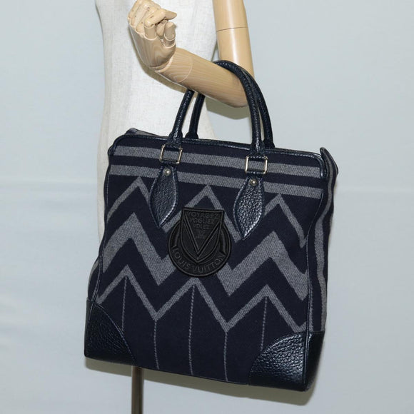LOUIS VUITTON Cabas Vale Karakoram Hand Bag Wool Navy M95240 LV Auth 138949SAV