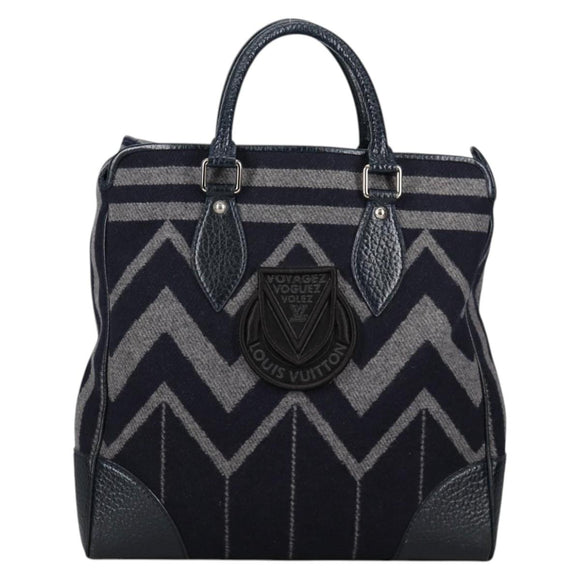 LOUIS VUITTON Cabas Vale Karakoram Hand Bag Wool Navy M95240 LV Auth 138949SAV