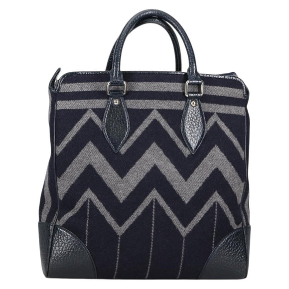 LOUIS VUITTON Cabas Vale Karakoram Hand Bag Wool Navy M95240 LV Auth 138949SAV