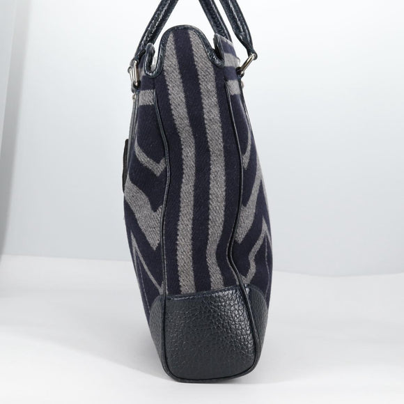 LOUIS VUITTON Cabas Vale Karakoram Hand Bag Wool Navy M95240 LV Auth 138949A