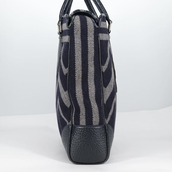 LOUIS VUITTON Cabas Vale Karakoram Hand Bag Wool Navy M95240 LV Auth 138949A