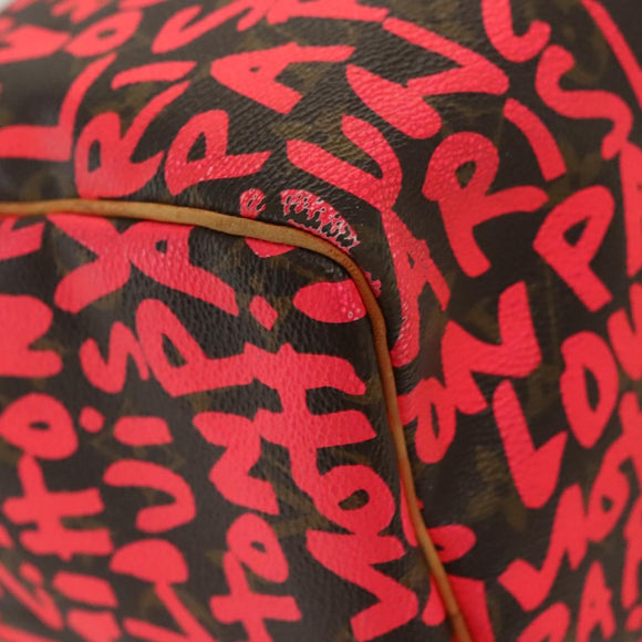 LOUIS VUITTON Monogram Graffiti Speedy 30 Hand Bag Pink M93704 LV Auth 138959A