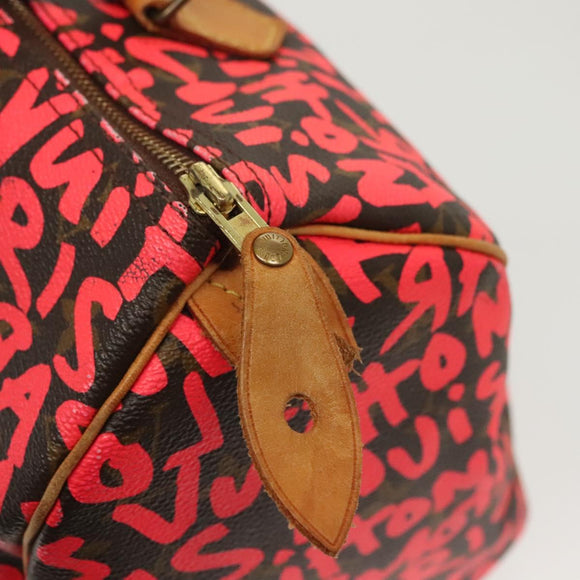 LOUIS VUITTON Monogram Graffiti Speedy 30 Hand Bag Pink M93704 LV Auth 138959A