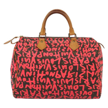 LOUIS VUITTON Monogram Graffiti Speedy 30 Hand Bag Pink M93704 LV Auth 138959A - 0