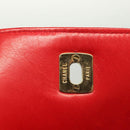 CHANEL Matelasse Chain Shoulder Bag Lamb Skin Red Gold CC Auth 138974-18