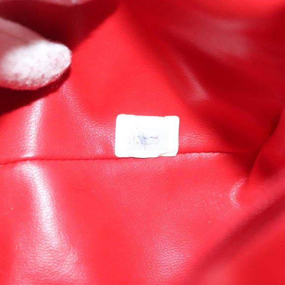 CHANEL Matelasse Chain Shoulder Bag Lamb Skin Red Gold CC Auth 138974