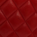 CHANEL Matelasse Chain Shoulder Bag Lamb Skin Red Gold CC Auth 138974-4