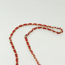 CHANEL Matelasse Chain Shoulder Bag Lamb Skin Red Gold CC Auth 138974-9