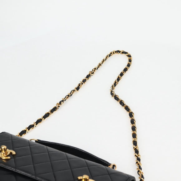 CHANEL Matelasse Double Turn Lock Coco Chain Bag Lamb Skin CC Auth 138976SA
