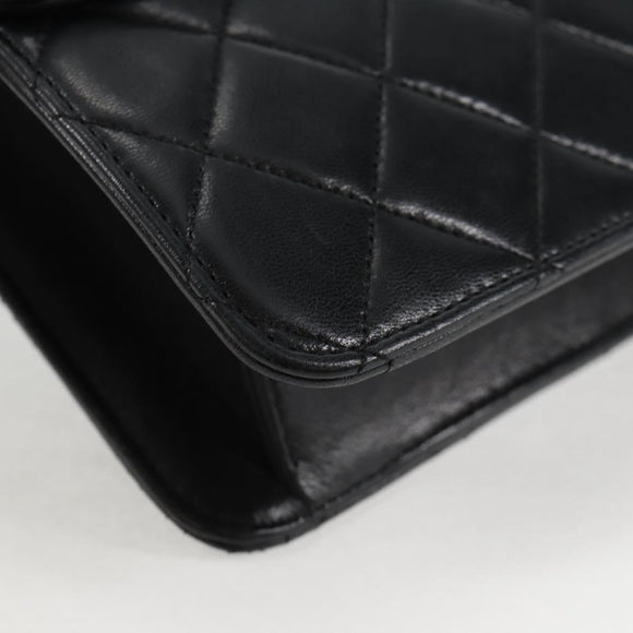 CHANEL Matelasse Double Turn Lock Coco Chain Bag Lamb Skin CC Auth 138976SA