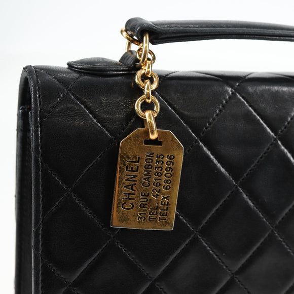 CHANEL Matelasse Double Turn Lock Coco Chain Bag Lamb Skin CC Auth 138976SA