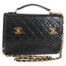CHANEL Matelasse Double Turn Lock Coco Chain Bag Lamb Skin CC Auth 138976SA-1
