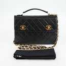 CHANEL Matelasse Double Turn Lock Coco Chain Bag Lamb Skin CC Auth 138976SA-12